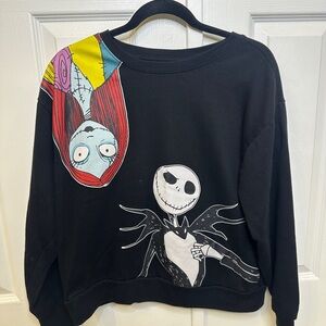 Disney Nightmare Before Christmas Jack & Sally Black Crewneck Sweatshirt